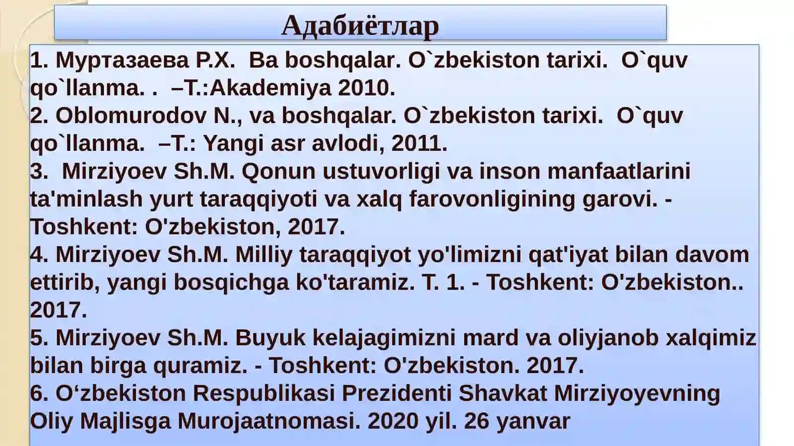 O`zbekiston tarixi. O`quv qo`llanma 3