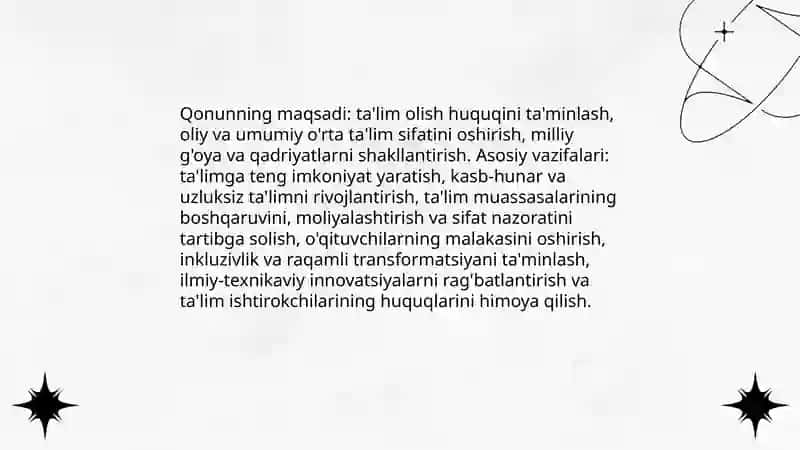 O'zbekiston Respublikasining "Talim to'g'risida"gi qonuni va uning mohiyati 3