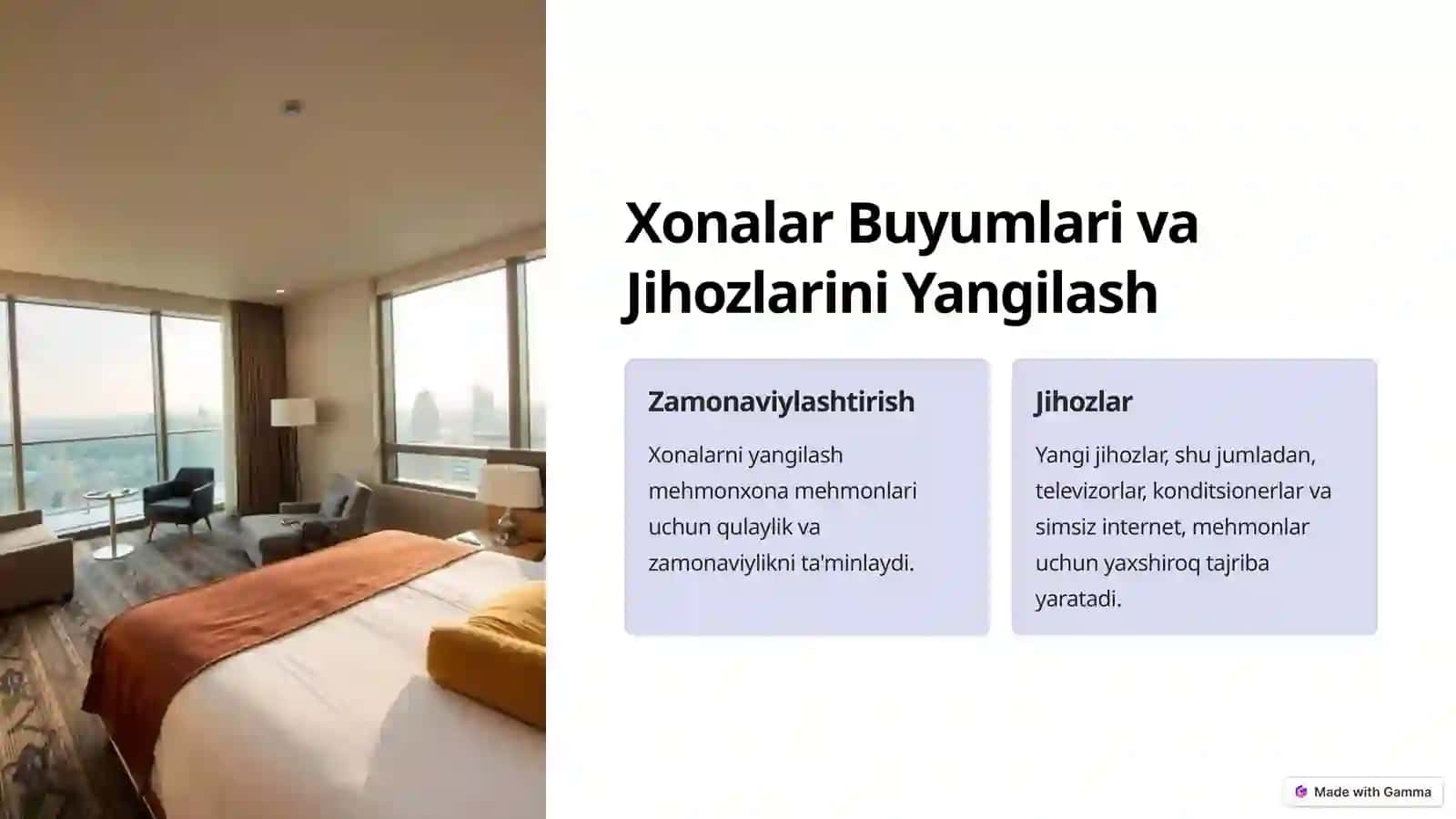 Mehmonxona Xo'jaligining Joriy Rejasi 3