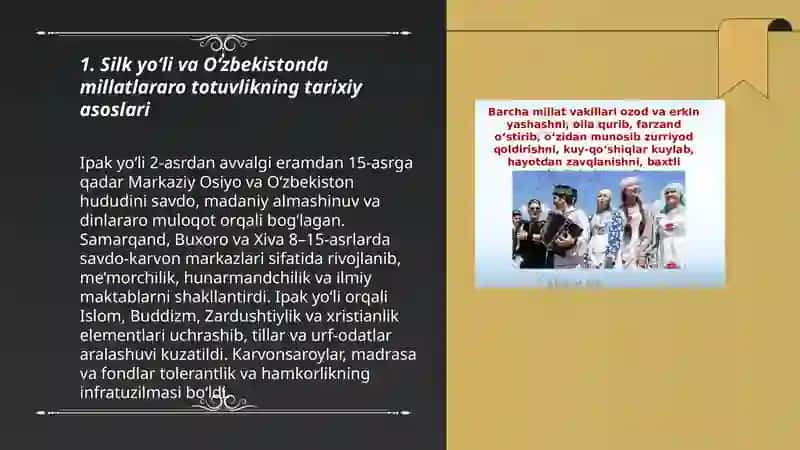 O‘zbekistonda tolerantlik va millatlararo totuvlikni ta‘minlashmi tarixiy ildizlari va demokratik prinsiplari 3