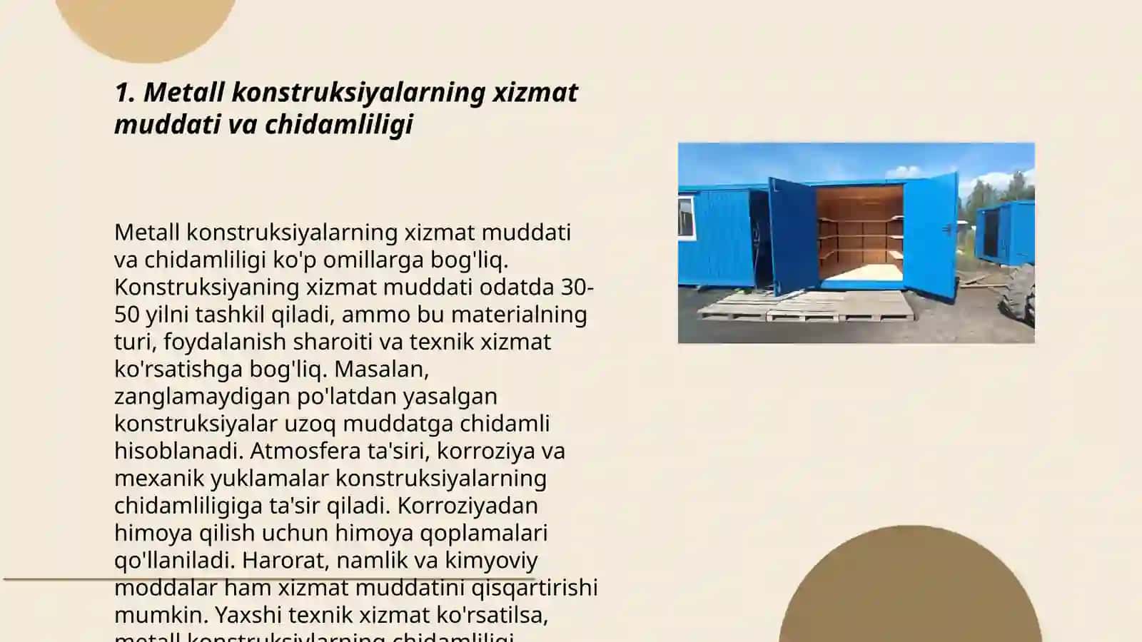 Metall materiallardan barpo qilinadigan turar-joy va jamoat binolar ekspluatatsiyasi 3