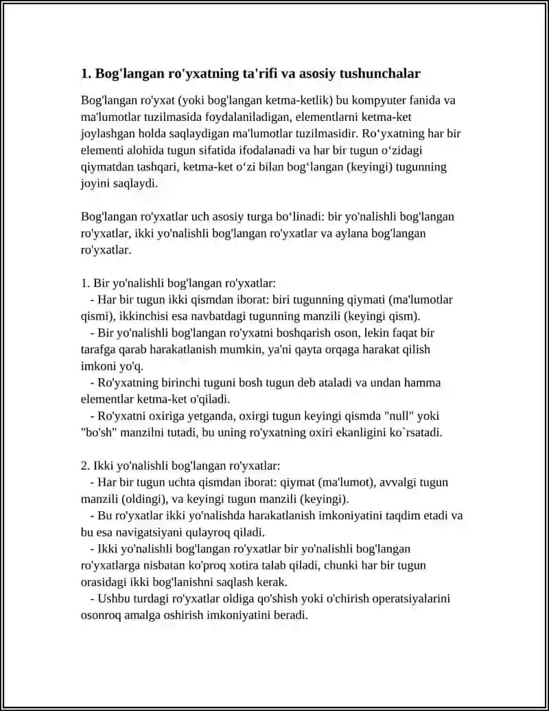 BOG'LANGAN RO'YXATLAR HAGIDA TUSHUNCHALAR 3