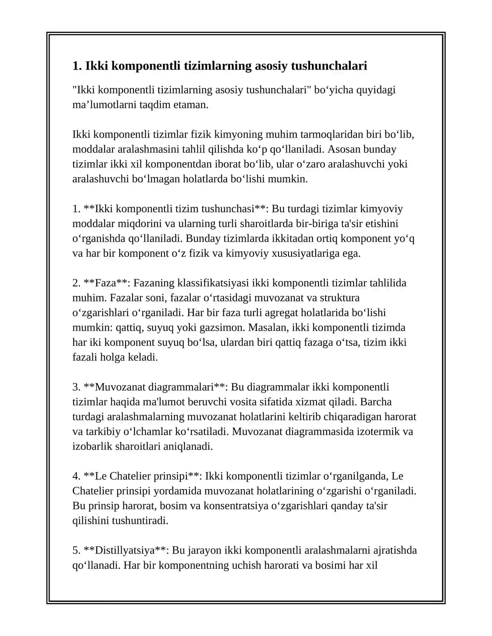 2 KAMPONENTLI SESTEMALAR VA ULARNING OLINISHI XOSSALARI 3