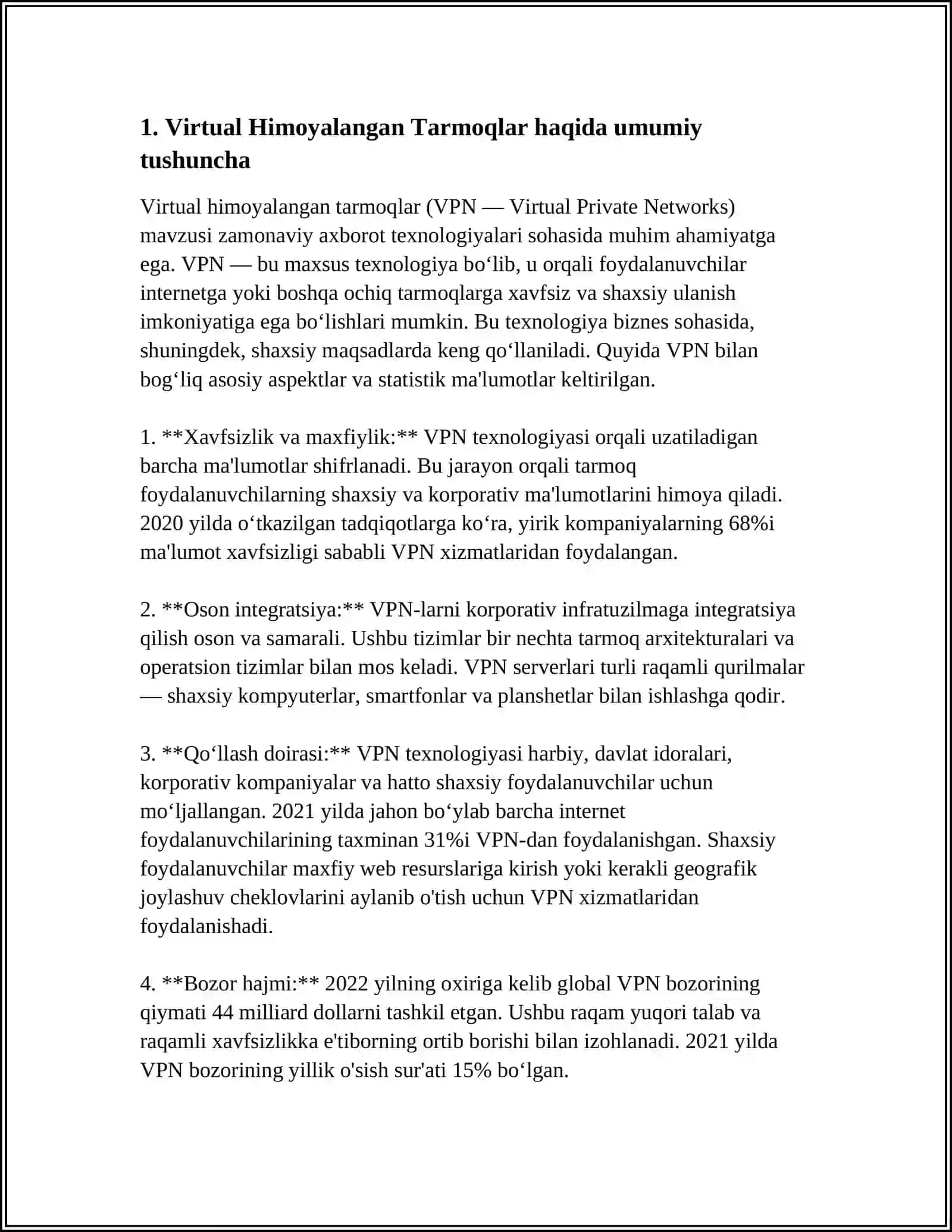 A)VIRTUAL HIMOYALANGAN TARMOQ VA UNDAN AMALIYOTDA FOYDALANISH (MASALAN CYBERGHOST YOKI EXPRESS VPN MISOLIDA) 3