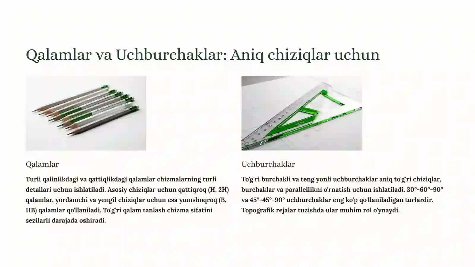 Topografik chizmachilikda ishlatiladigan asosiy vositalar 3