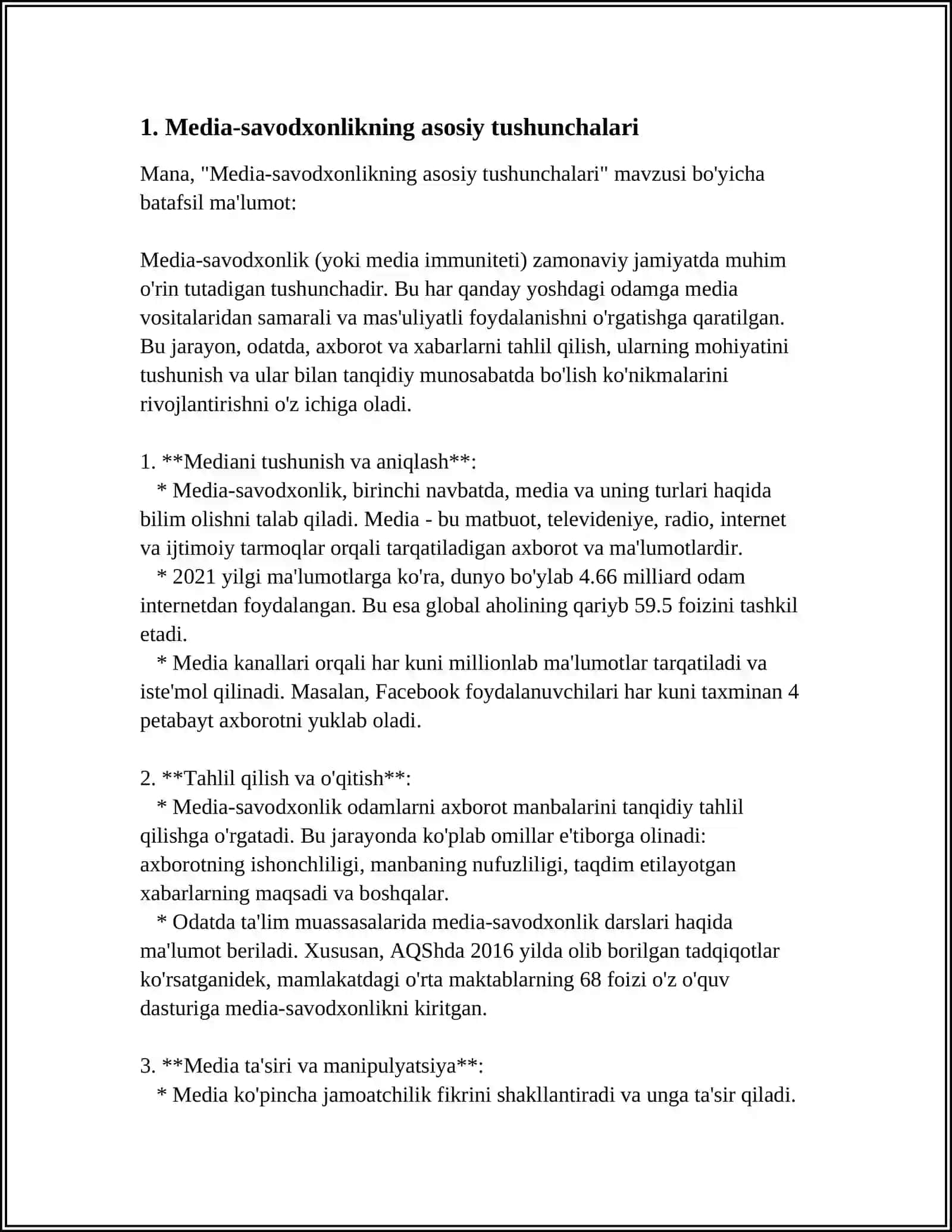 DUNYO MALAKTALARIDA MEDIA VA AXBOROT SAVODXONLIGI TARAQQIYOTI 3
