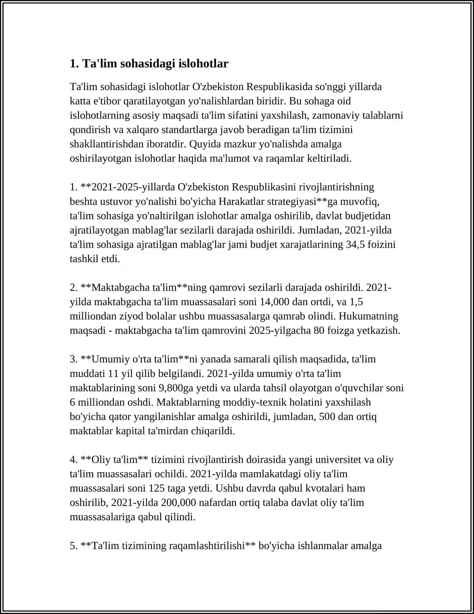 O‘ZBЕKISTONDA IJTIMOIY SOHADA AMALGA OSHIRILAYOTGAN O‘ZGARISHLAR MAZMUN VA MOHIYATI 3