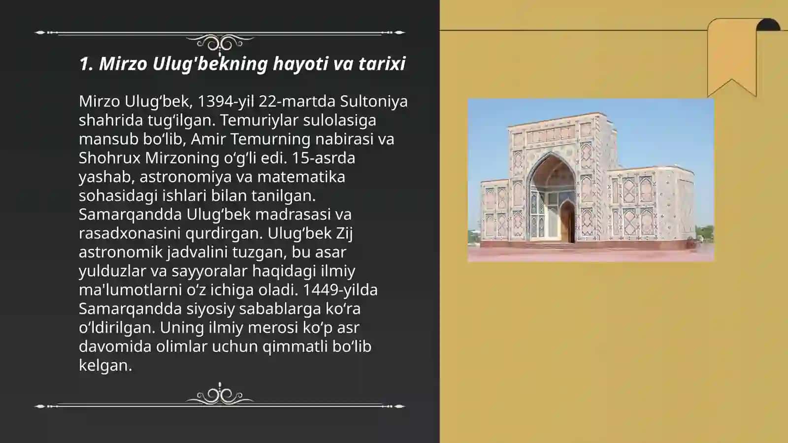 Mirzo Ulug'bek hayoti va faoliyati 3