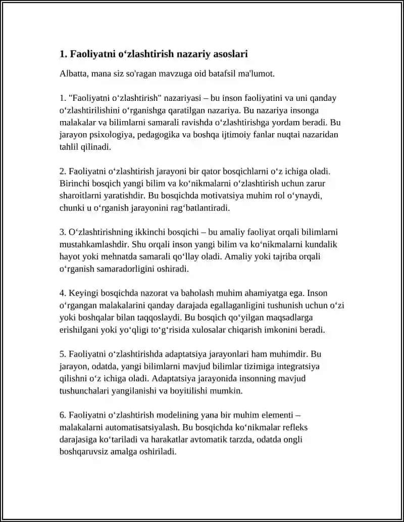 FAOLIYATNING O‘ZLASHTIRILISHI VA MALAKALARNI YEGALLASH 3