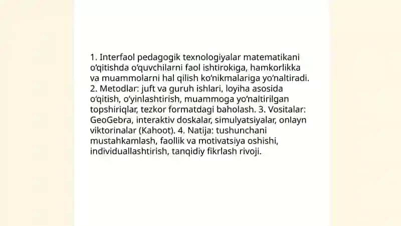 Matematikaga o‘rgatishning zamonaviy metodlari 3