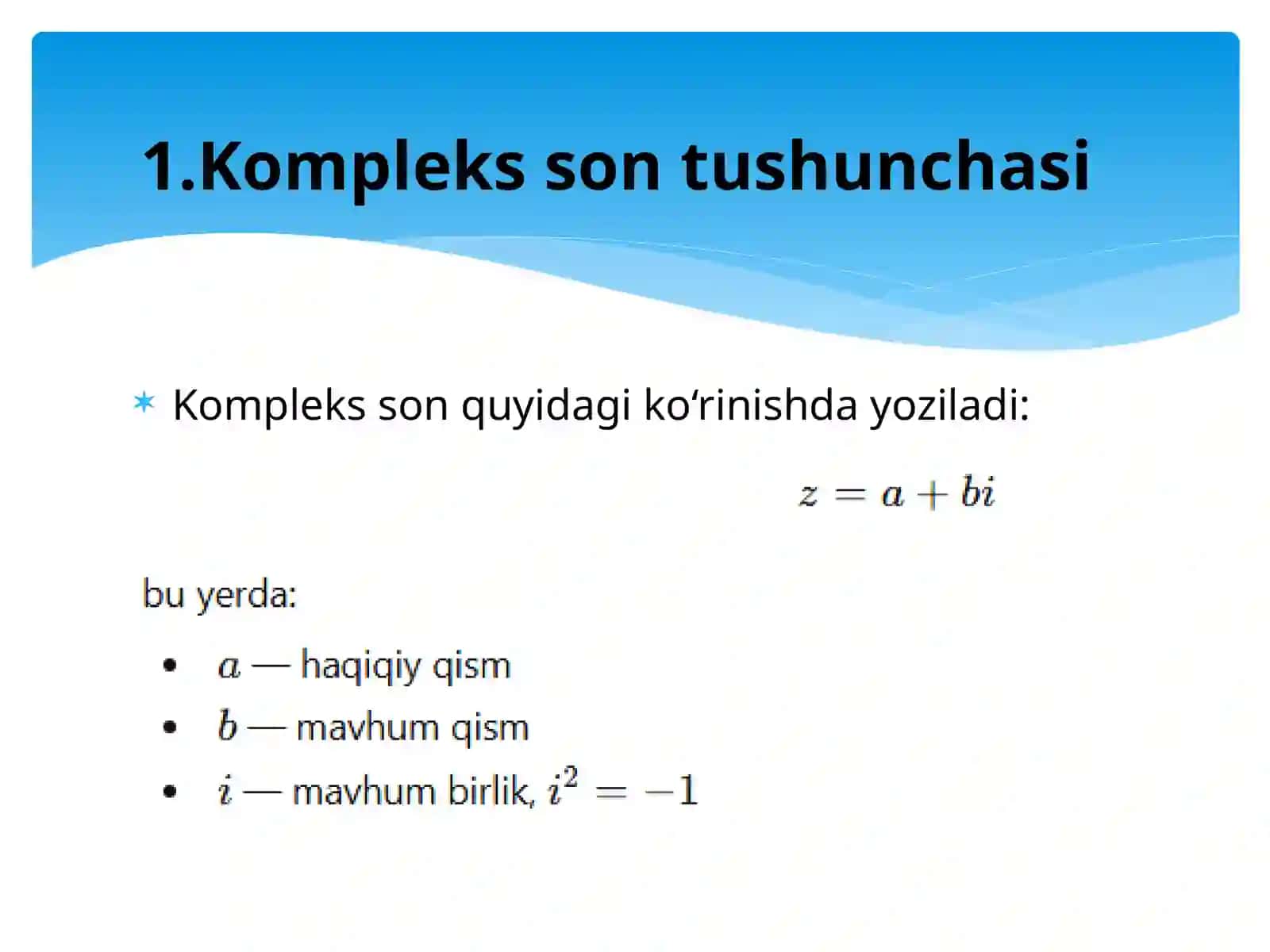 Kompleks sonlarning trigonometrik shakli, ular ustida amallar 3