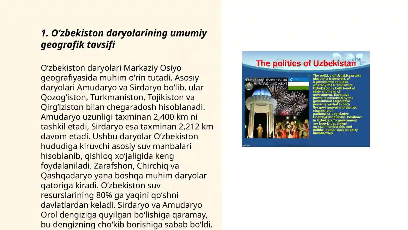 Oʻzbekiston daryolariga geografik tavsif 3