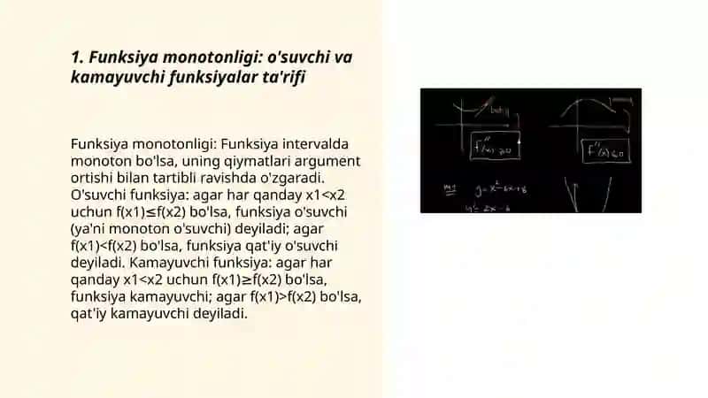 Funksiya monotonligi, qavariqlik va botiqlik oraliqlari 3