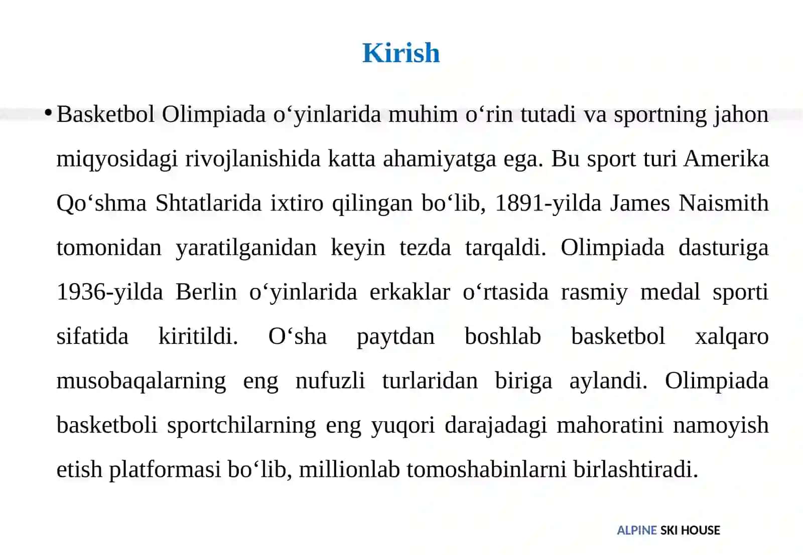 Basketbol bo‘yicha Olimpiada o‘yinlarini o‘tkazilishi 3