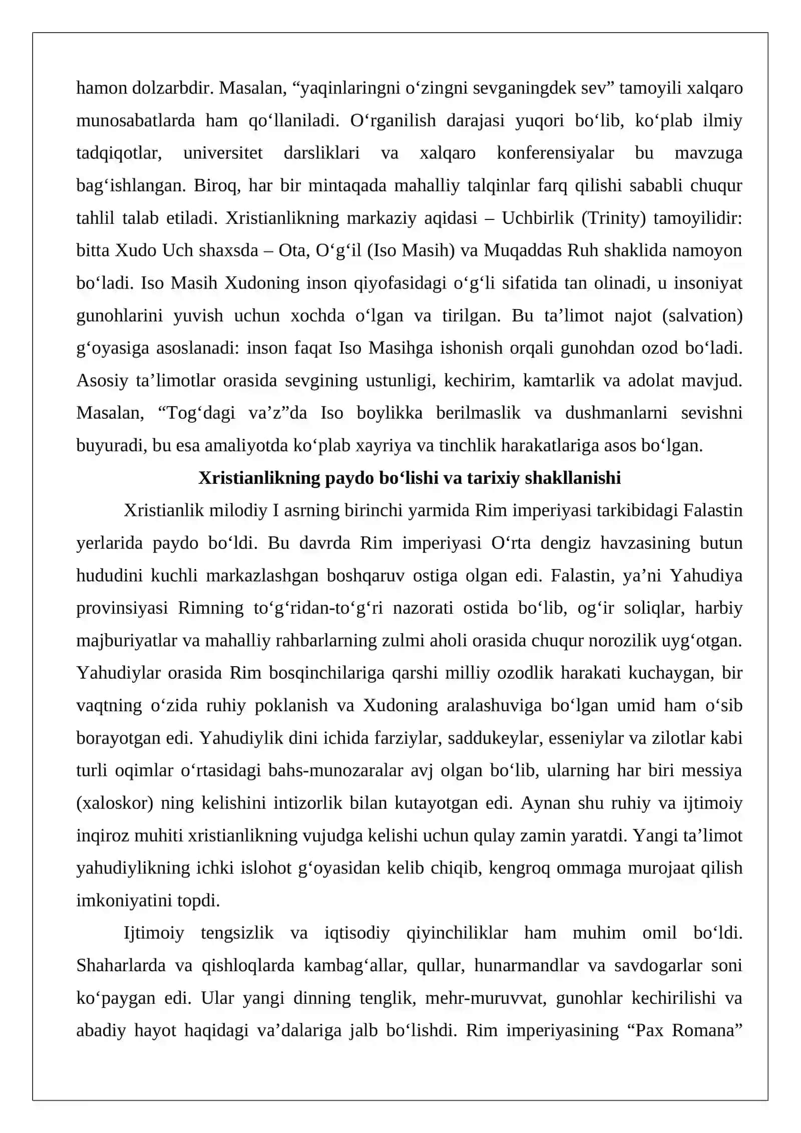 Xristianlikning paydo bo‘lishi, aqidalari, asosiy yo‘nalishlari, taʼlimotlari va manbalari 3