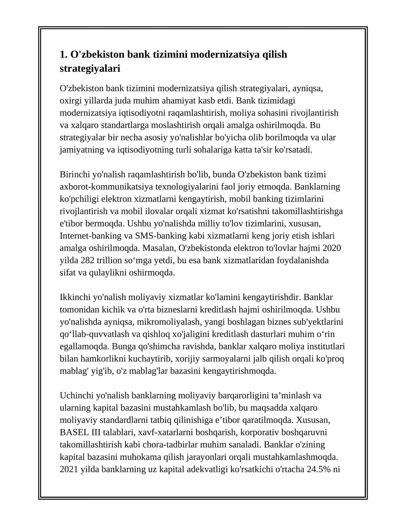 ÓZBEKSTAN BANK SISTEMASINDAĢI REFORMALAR HÁM RAWAJLANIW PERSPEKTIVALARI 3