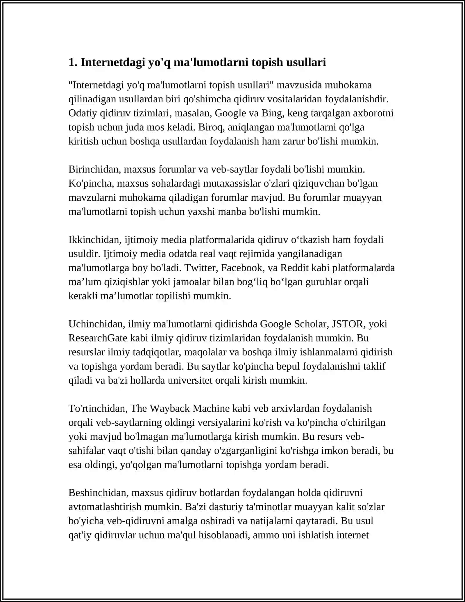 Internetdagi yo'q ma'lumotlarni topish usullari 3