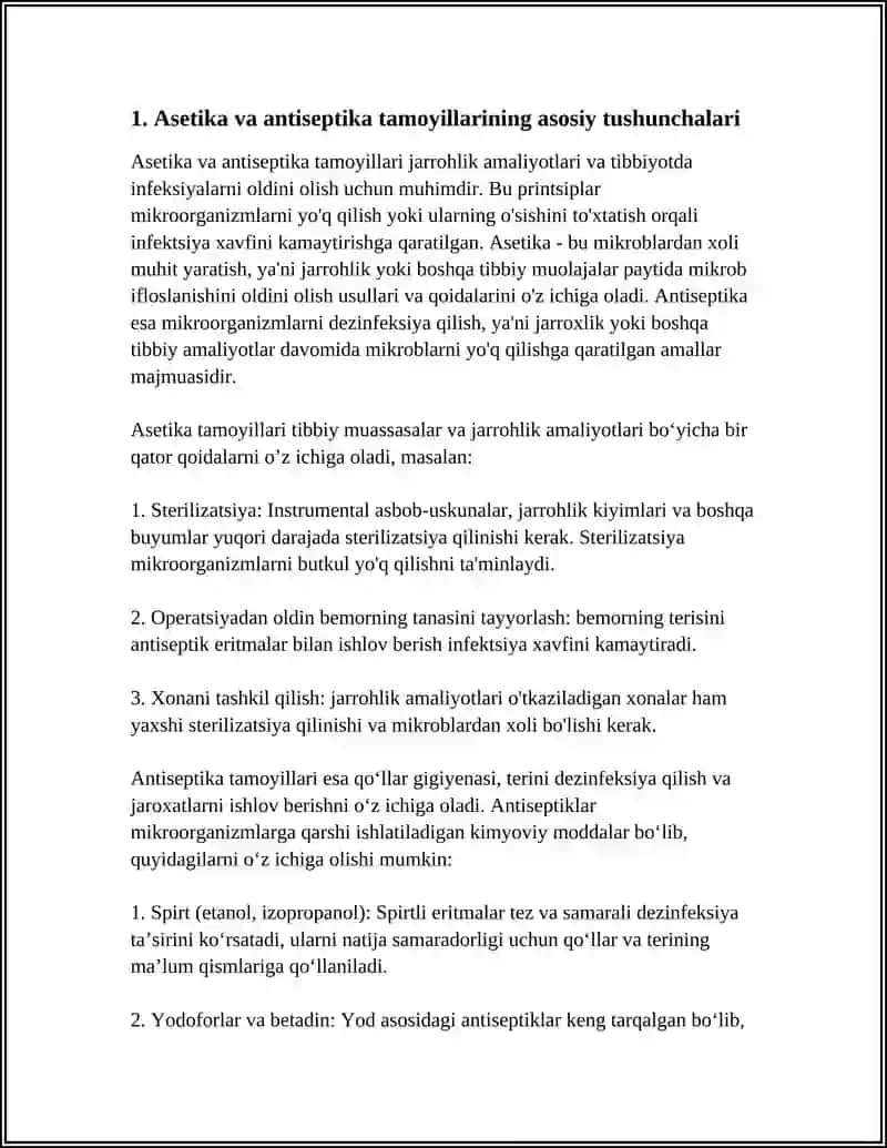 ASETIKA VA ANTISEPTIKA TAMOYILLARI.QÕLLAR GIGIYENASI. QÕLLARNI YUVISH TEXNIKASI 3