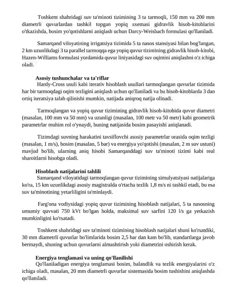 Xalqasimon va berk quvurlar tizimining gidravlik hisobi 3