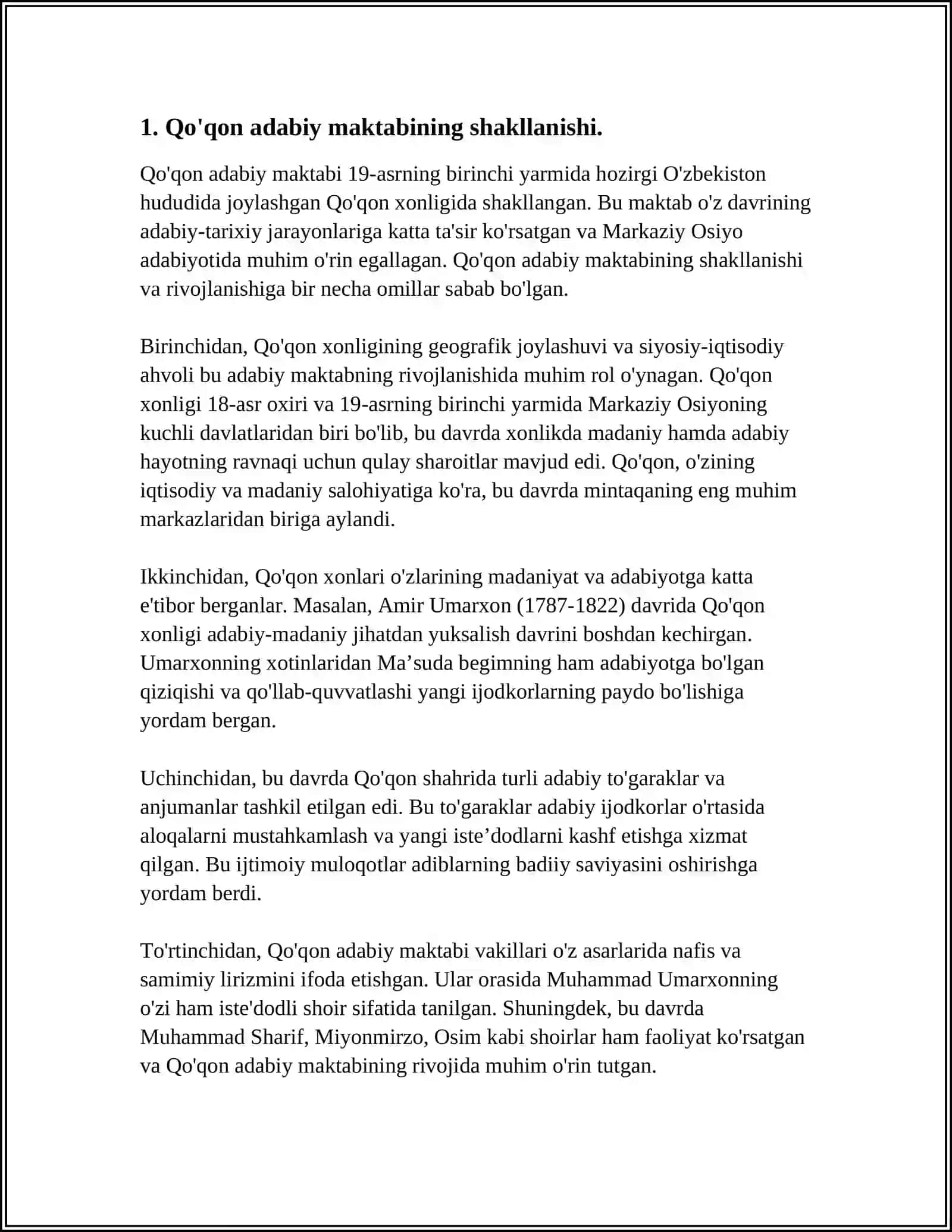 QO'QON ADABIY MAKTABI. MUQUMIY, MUHYI HOʻQANDIY VA FURQAT HAYOTI VA IJODI 3