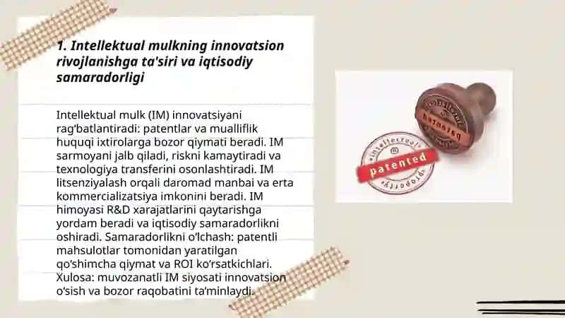 Intellektual mulk obyektlarining innovatsion rivojlanishi 3