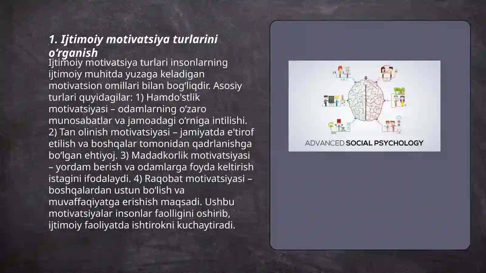Insonning ijtimoiy motivatsiyasi va ijtimoiy tartibni saqlash 3