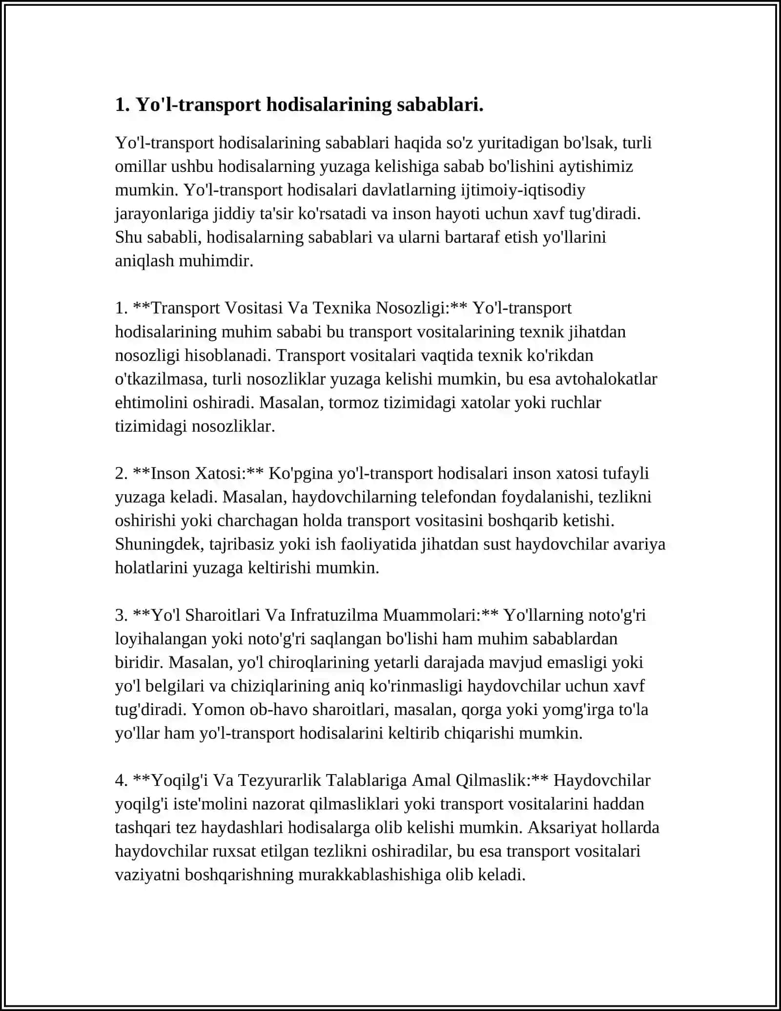 YO'L TRANSPORT HODISALARI TAHLILI 3