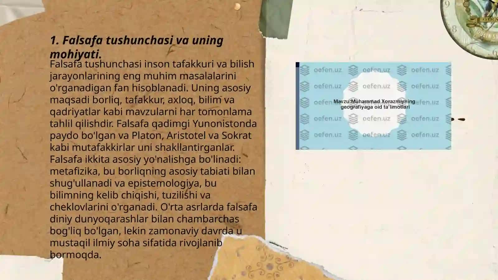 Falsafaning mohiyatiga oid Sharq Va G'arb mutaffakkirlari ta'riflarini tasniflash 3