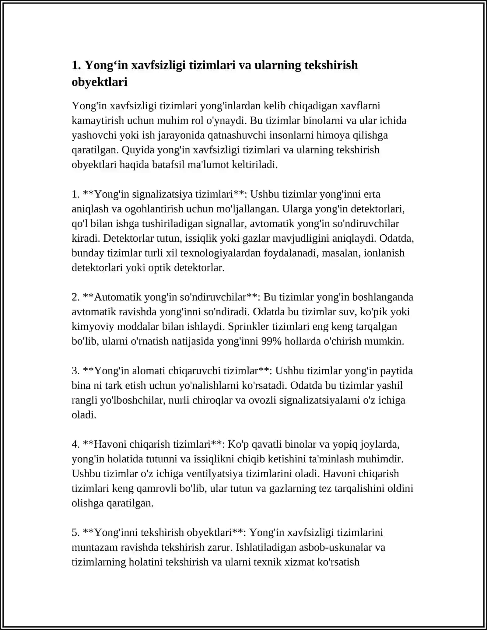HAYOT FAOLIYATI XAVFSIZLIGI TARKIBIY QISMLARI VA ULARNING TEKSHIRISH OBYEKTLARI 3