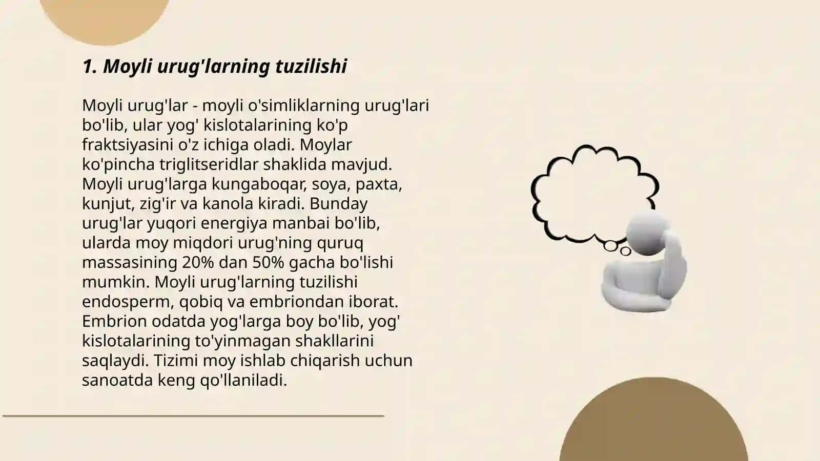 Moyli urug’ va mevalarning anatomik tuzilishiga ko'ra umumiy tavsifi 3