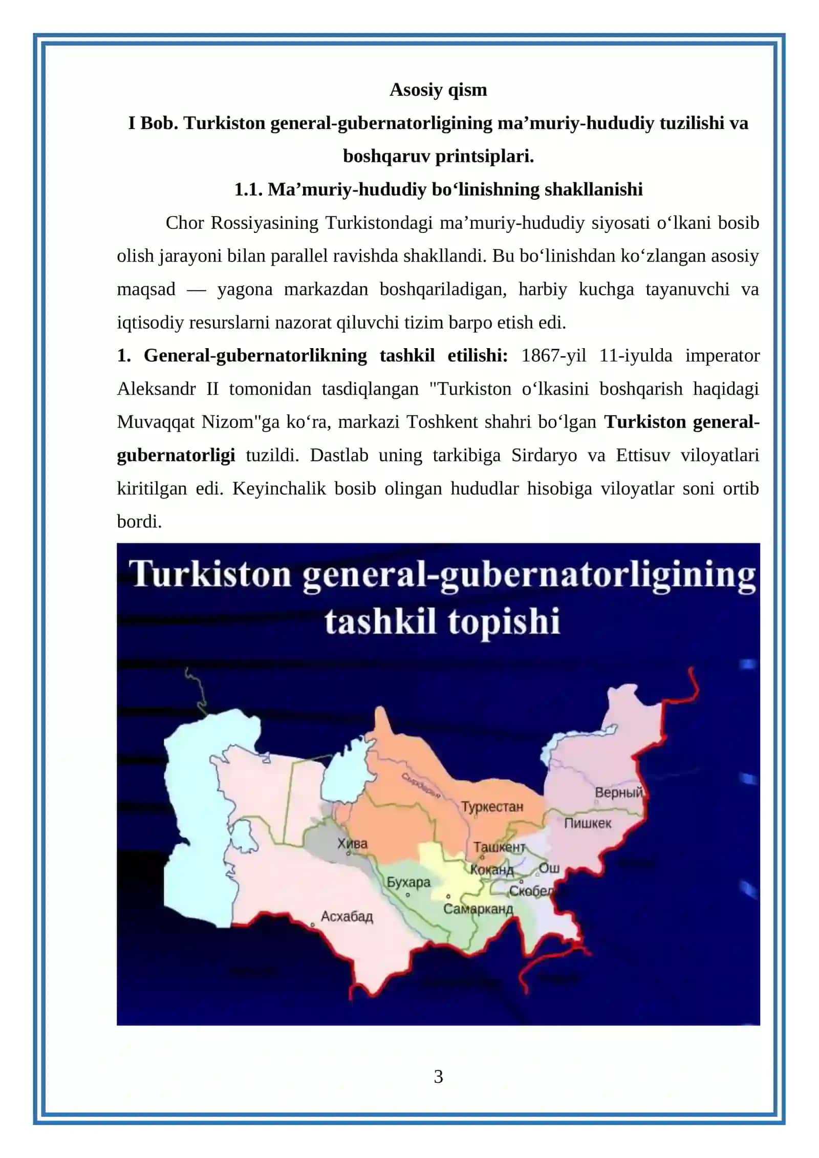 Turkiston general-gubernatorligining ma’muriy-hududiy tuzilishi va boshqaruv printsiplari 3