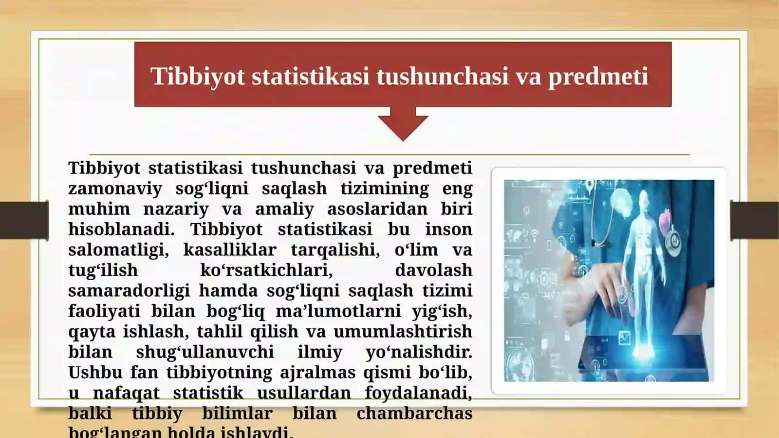 Tibbiyot statistikasi asoslari va uning sog‘liqni saqlashdagi ahamiyati 3