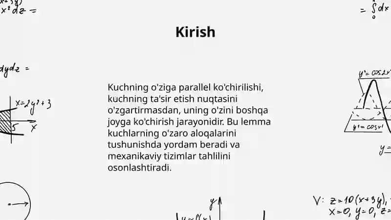 Kuchning o'ziga parallel ko'chirishga oid lemma 3