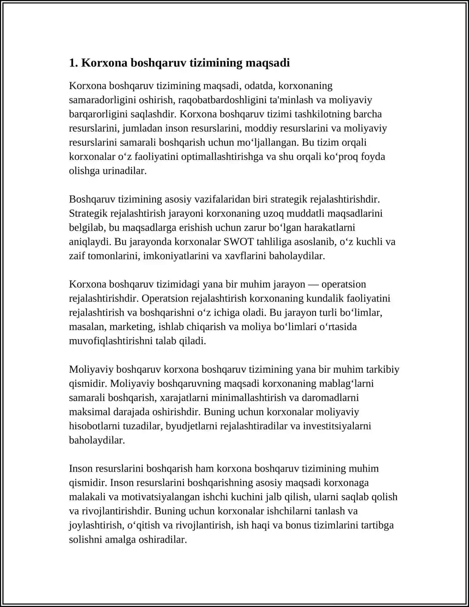 KORXONA BOSHQARUV TIZIMINING MANTIQIY MODELI VA MA'LUMOTLAR BAZASINI LOYIHALASH 3