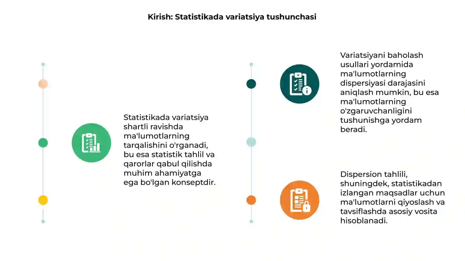 Statistikada variatsiyani baholash usullari va dispersion tahlil asoslari 3