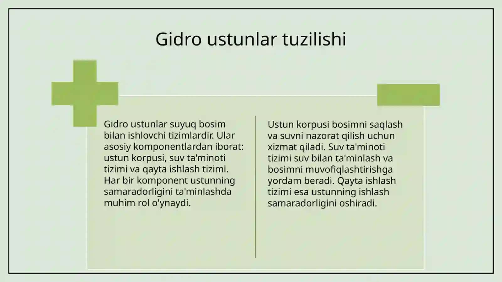 Yakka tartibdagi gidro ustunlar tuzilishi va ishlash prinsipi 3