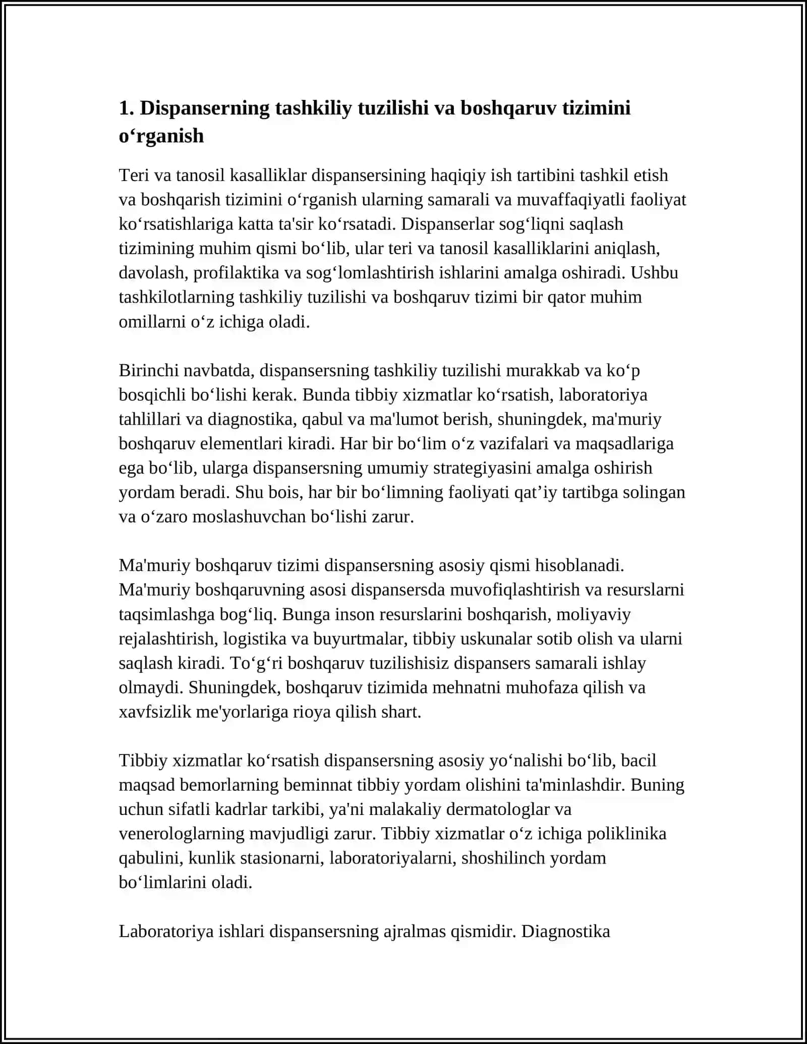 TERI VA TANOSIL KASALLIKLAR DISPANSERI ISH TARTIBINI O‘RGANISH 3
