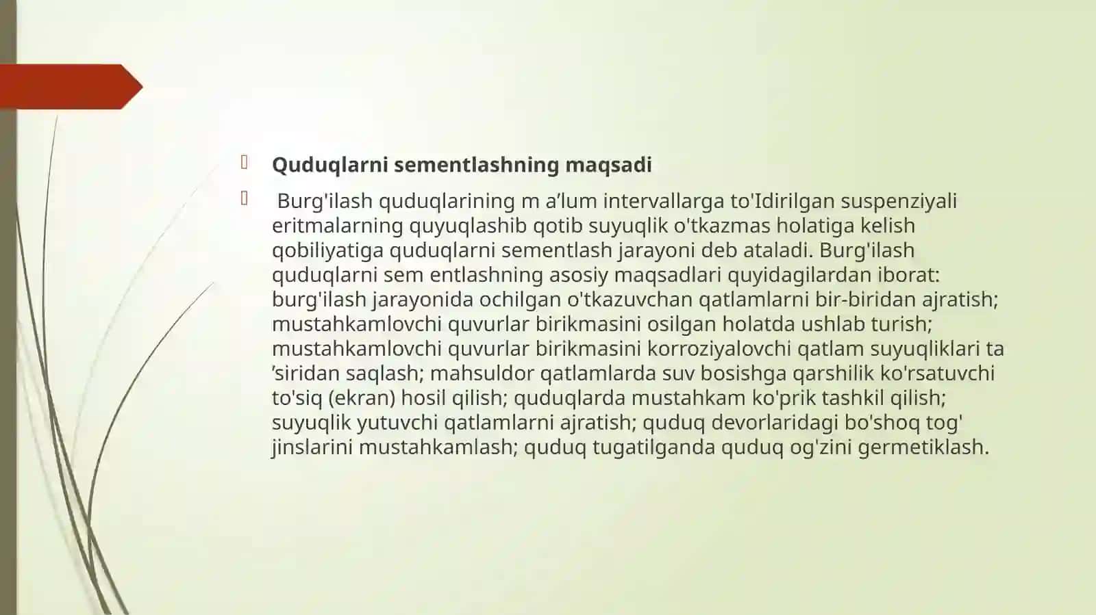 Neft va Gaz Fakulteti - Mustahkamlovchi Quvur Elementlari va Sementlash Rejasi 3