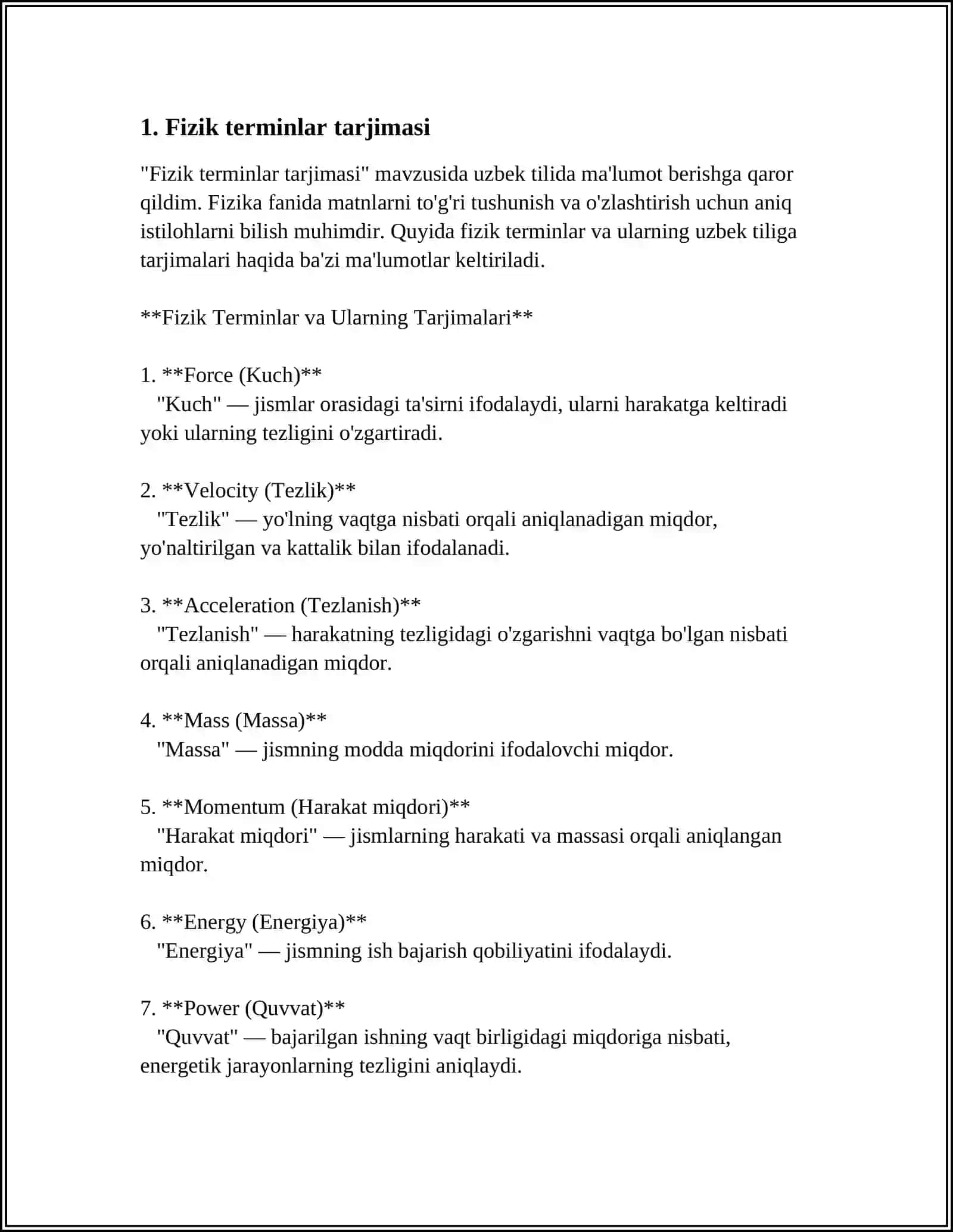 TRANSLATION OF THE TEXT AND TERMINOLOGY ON PHYSICS 3