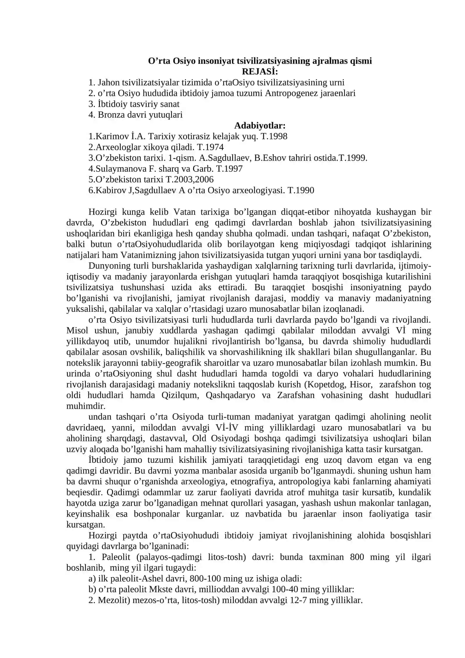 O’zbekiston tarixi fani predmeti, nazariy-metodologik asoslari va uni o’rganishning aHamiyati 3