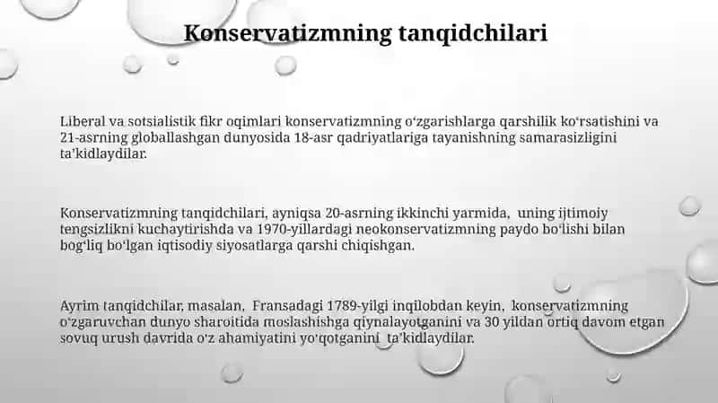 Klassik konservatizmning tarixiy rivojlanishi 3