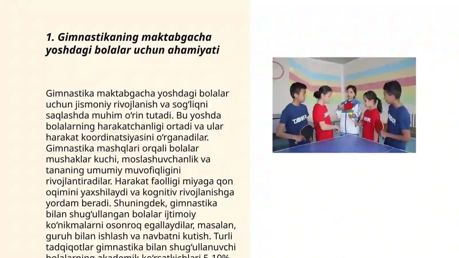 Maktabgacha taʼlim yoshidagi bolalar uchun gimnastika komplekslarini shakllantirish 3