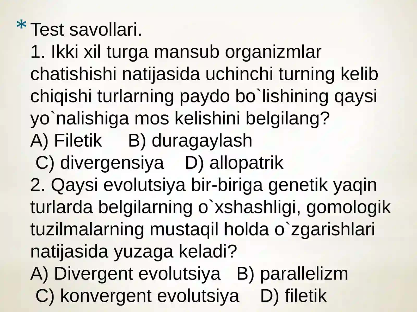 ORGANIK OLAM EVOLUTSIYASINING ASOSIY YO‘NALISHLARI 3