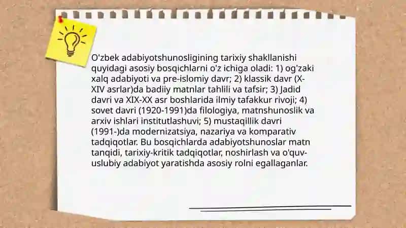 O'zbek adabiyotshunosligining tarixiy shakllanishi va asosiy bosqichlari 3