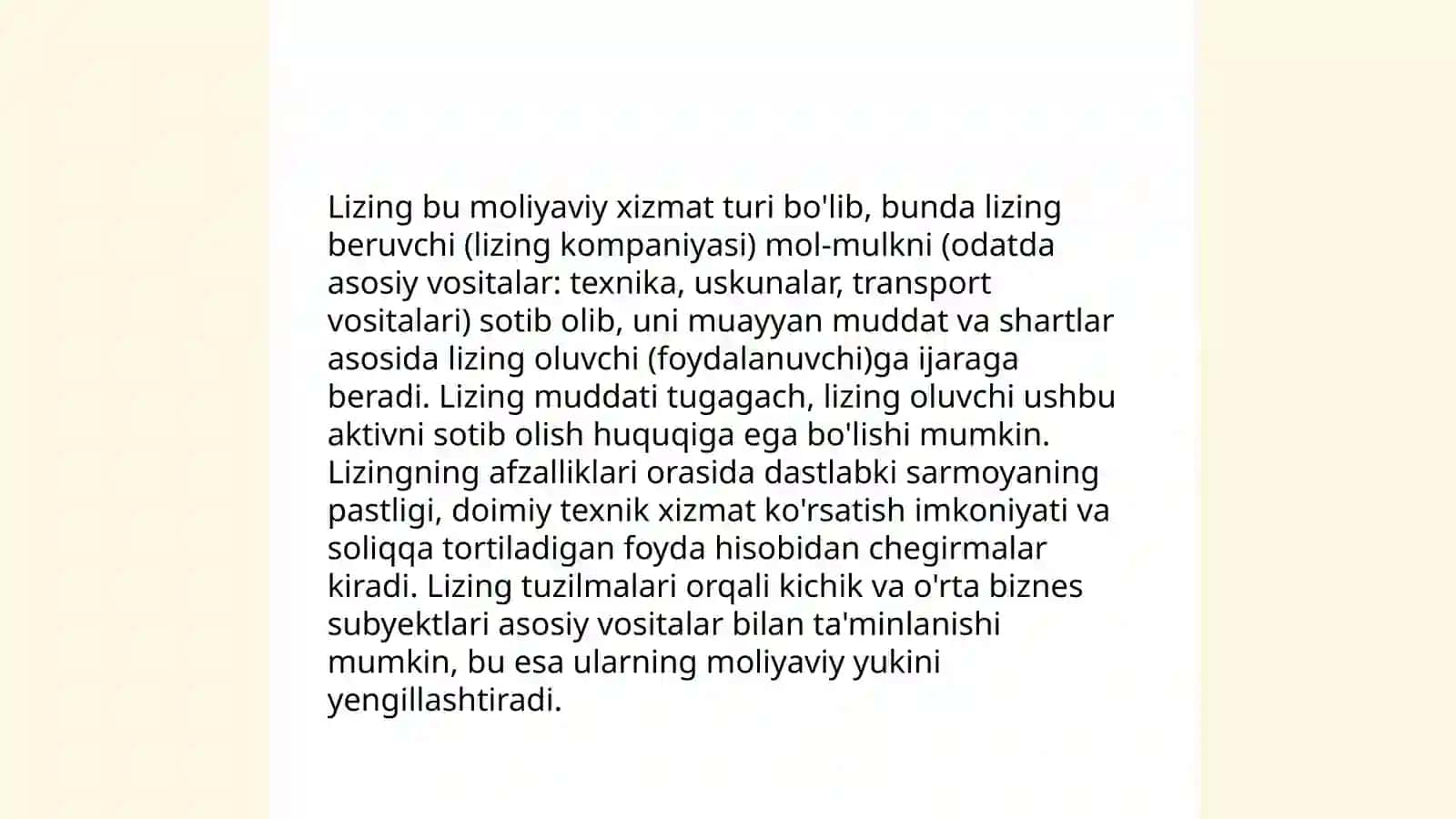 Lizing operatsiyalari turlari va ularning bank amaliyotidagi xususiyatlari 3