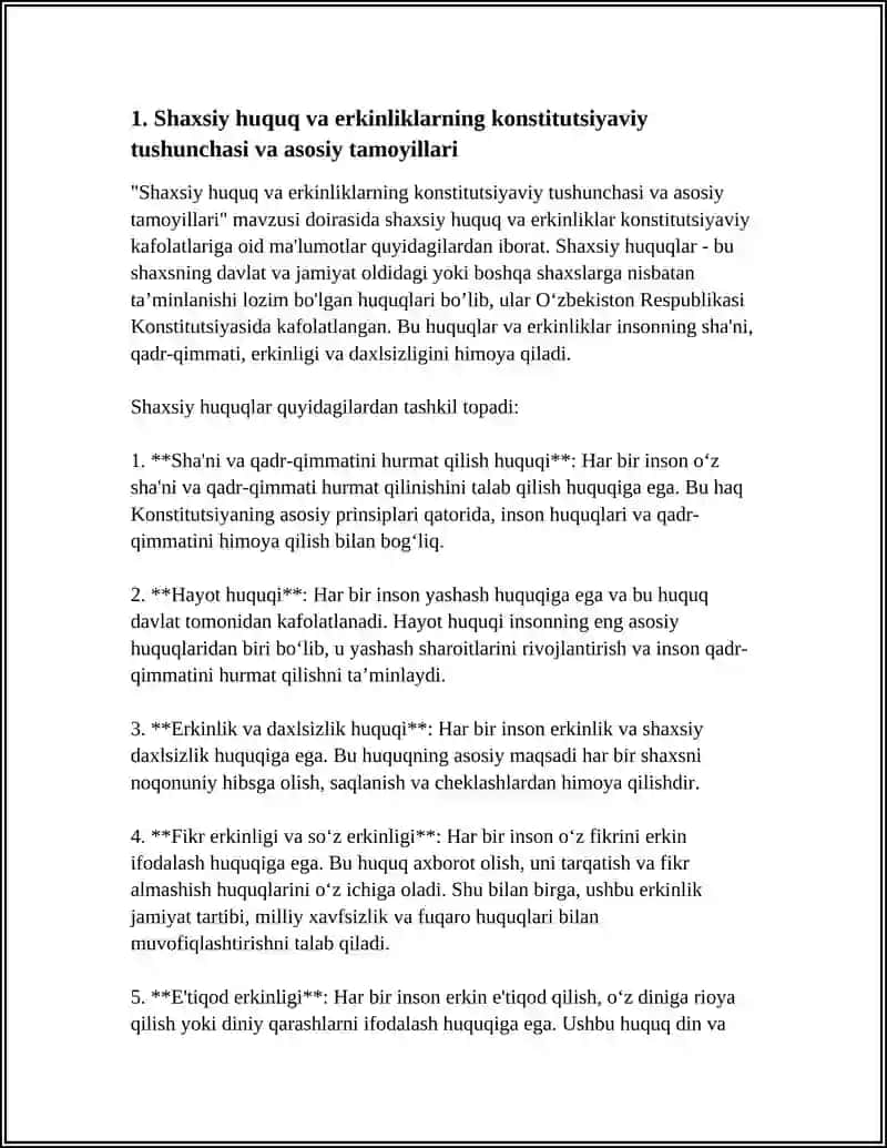 SHAXSIY HUQUQ VA ERKINLIKLARINING KONSTITUTSIYAVIY KAFOLATLARI 3
