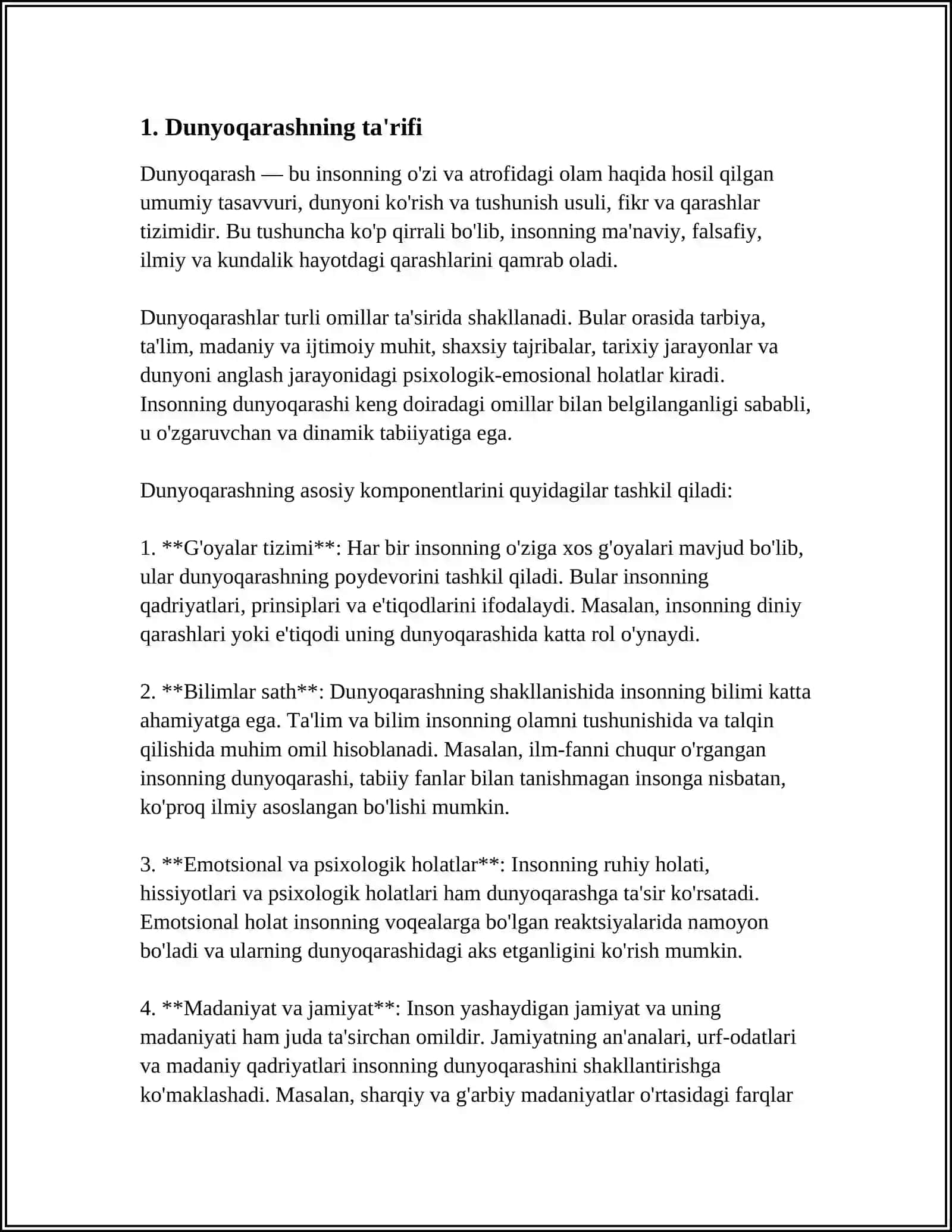 DUNYOQARASHNING MOHIYATI TUZILISHI VA ASOSIY FUNKSIYALARI 3