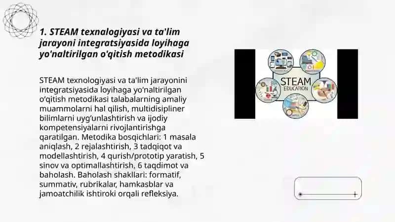 STEAM texnalogiyasi va taʼlim jarayoni integratsiyasi 3