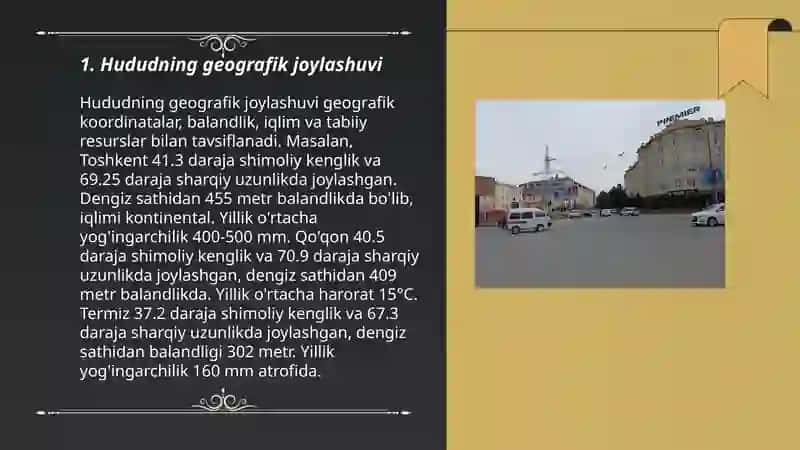 Turarjoy va jamoat binolarini loyihalash fanidan Samarqand shahridagi Abu Rayhon Beruniy va Qozizoda Rumiy kechalari kesishmasida joylashgan hudud tahlili 3