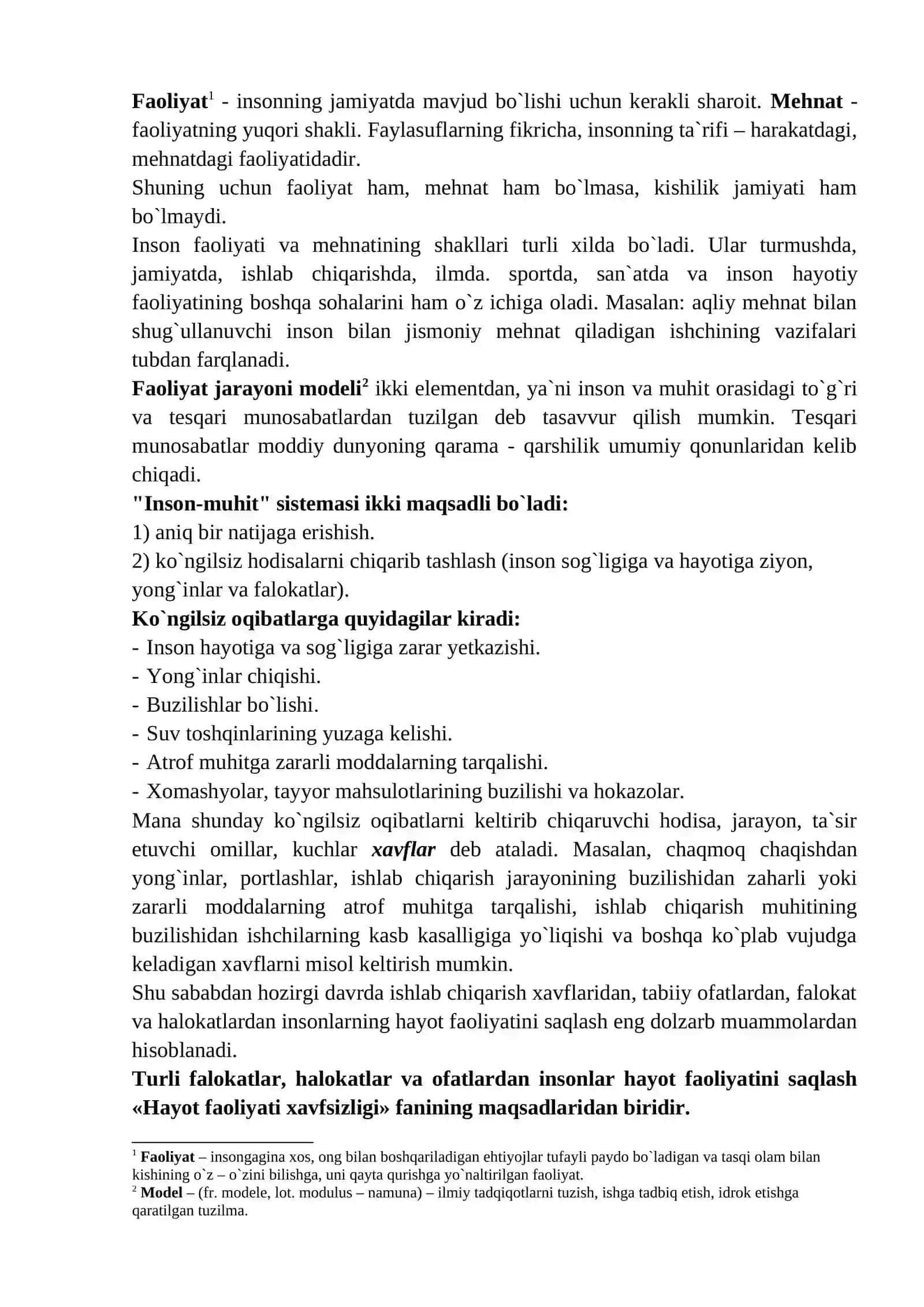 Hayot faoliyati xavfsizligining nazariy asoslari 3
